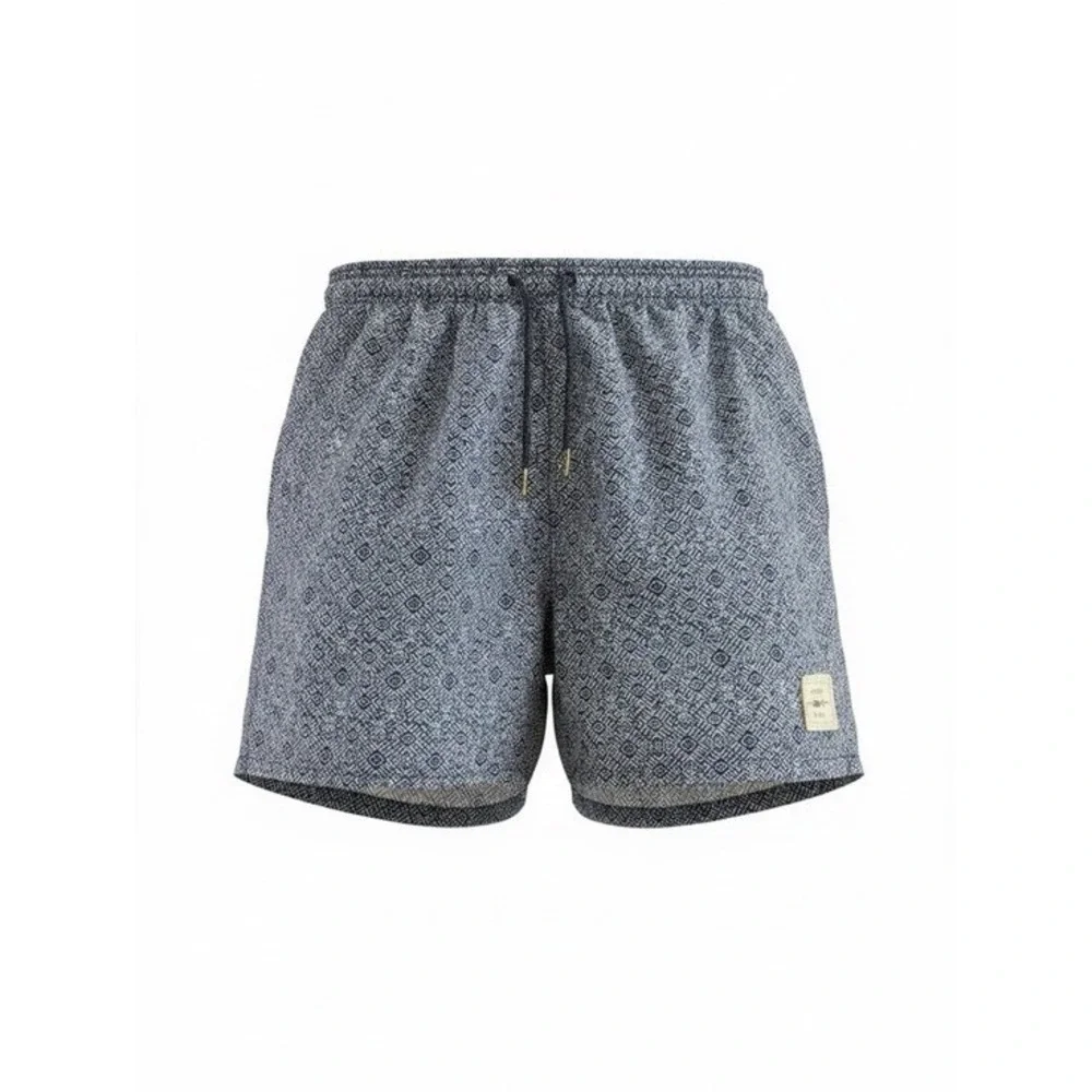 Spicy Tuna Men's XL Swim Trunks Blue Geometric Print Lined‎ Board Shorts
